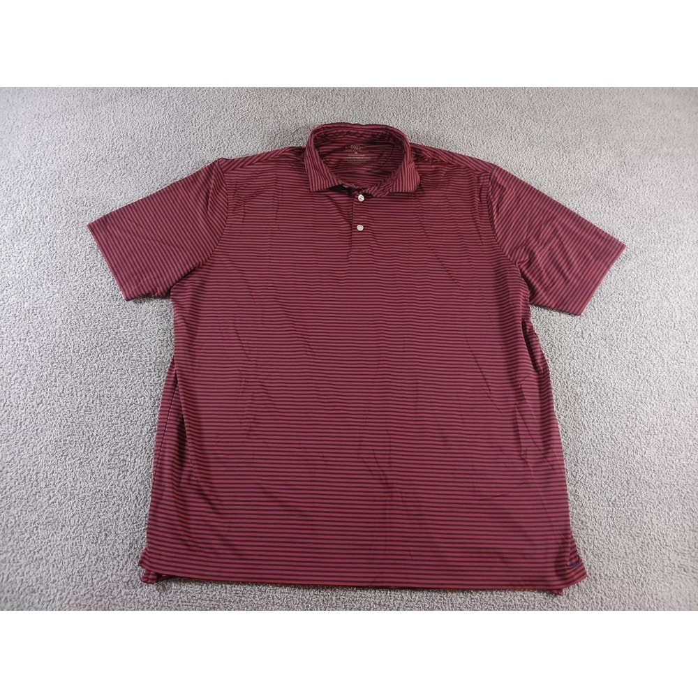 Hart Schaffner Marx Golf Polo Shirt Mens‎ XL Red Black Striped Performance
